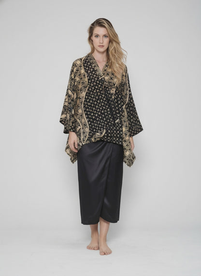 Women's Batik Kebaya Kimono Non Lace Set - Black